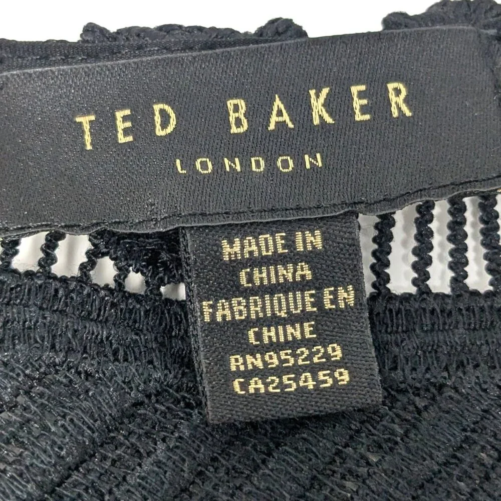 SOLDTed Baker London Black Lace Jacket Blazer Size 0 Open Sheer Dalmy Cropped - Picture 8 of 16